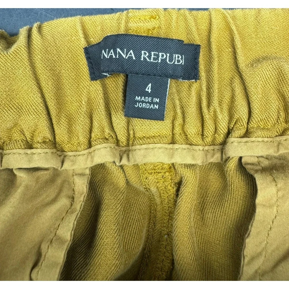 Banana Republic Mustard Yellow Linen Blend Cargo Jogger Pants Women Size 4